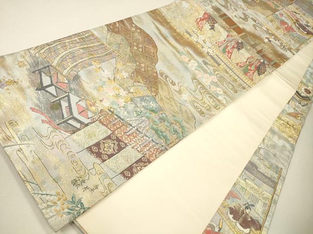 平和屋着物●六通柄袋帯 御所年中行事絵図 金銀糸 逸品 CAAJ0398eg
