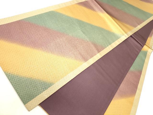 平和屋着物●全通柄袋帯 斜線鹿の子文 金糸 正絹 逸品 CAAJ0962eg