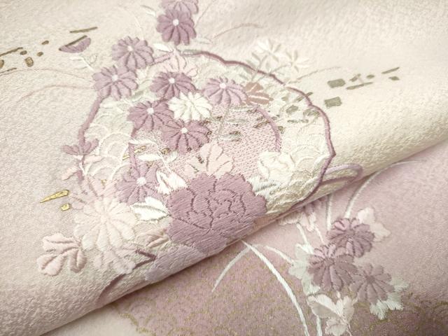 平和屋着物●訪問着 総刺繍 鏡裏草花文 暈し染め 金銀彩 正絹 逸品 CAAJ2313hy