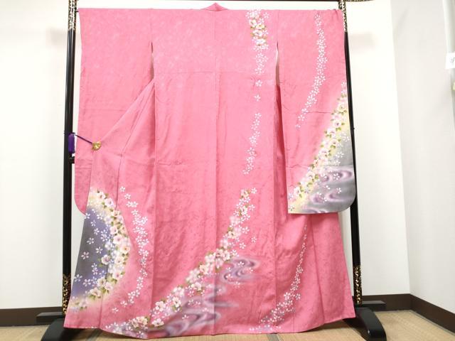 平和屋着物●豪華振袖 流水舞花文 暈し染め 正絹 逸品 CAAJ2380hy