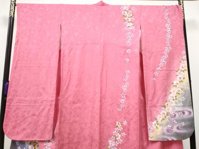 平和屋着物●豪華振袖 流水舞花文 暈し染め 正絹 逸品 CAAJ2380hy