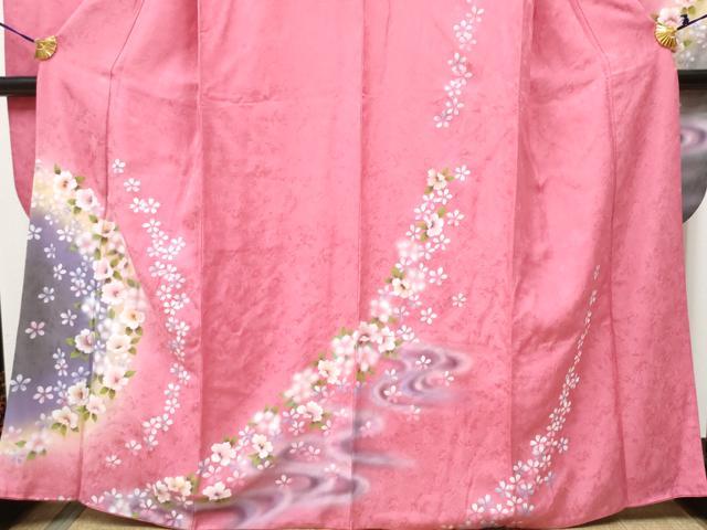 平和屋着物●豪華振袖 流水舞花文 暈し染め 正絹 逸品 CAAJ2380hy