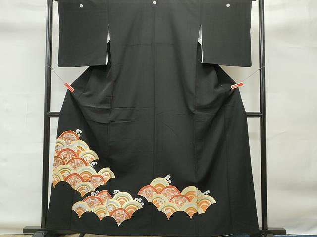 平和屋着物■豪華黒留袖 駒刺繍 青海波 金彩 正絹 逸品 CAAJ5111yk
