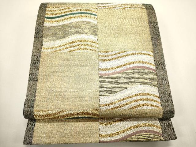 平和屋着物●六通柄袋帯 献上市松取文 金銀糸 正絹 逸品 CAAJ6093ak