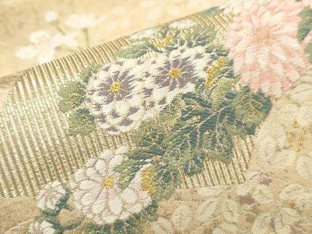 平和屋着物●六通柄袋帯 唐織 地紙短冊草花文 金銀糸 正絹 逸品 CAAJ9462th