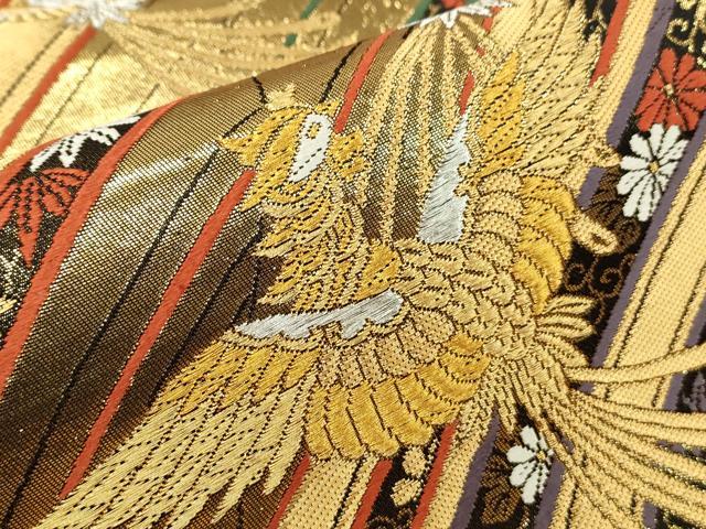 平和屋着物●六通柄袋帯 唐織 鳳凰花文 金銀糸 正絹 逸品 CAAJ9483th