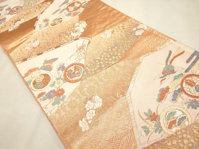平和屋着物◎六通柄袋帯 切嵌花鳥丸文 金糸 逸品 CAAJ9613oy