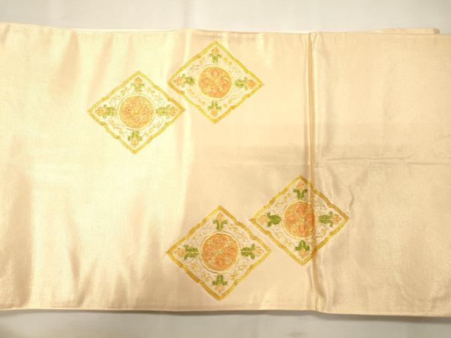 平和屋着物◎六通太鼓柄袋帯 駒刺繍 菱花唐草文 逸品 CAAJ9645oy