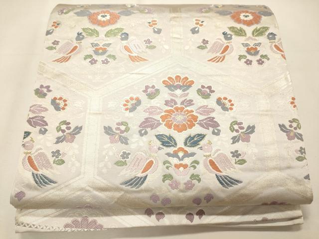平和屋着物◎六通柄袋帯 向かい鳥亀甲花文 金糸 逸品 CAAJ9670oy