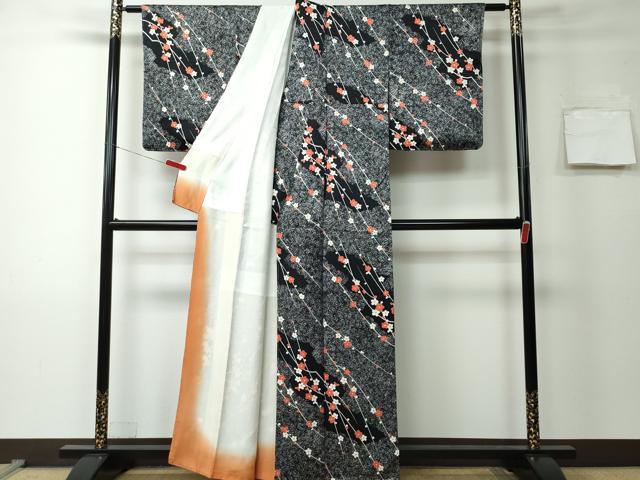 平和屋着物■上質な小紋 枝花文 正絹 逸品 CAAK1220vf