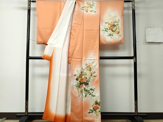 平和屋着物■訪問着 駒刺繍 扇面草花文 暈し染め 金彩 正絹 逸品 CAAK1221vf