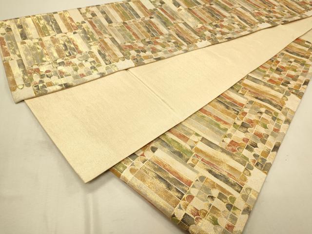 平和屋着物■六通柄袋帯 吉祥文 金通し地 正絹 逸品 CAAK9102th