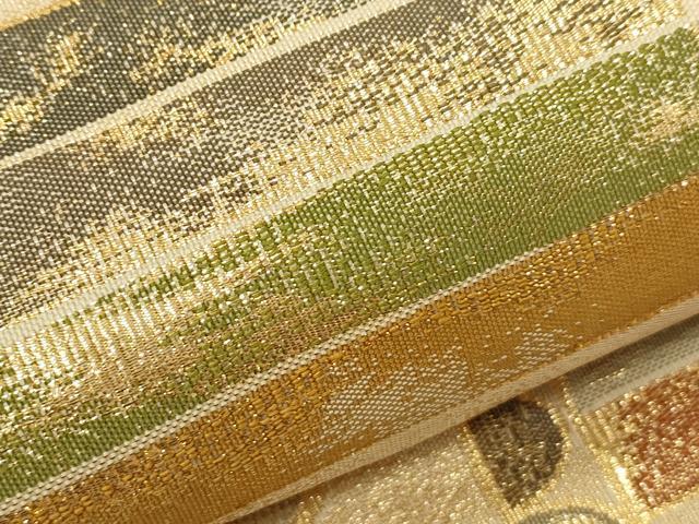 平和屋着物■六通柄袋帯 吉祥文 金通し地 正絹 逸品 CAAK9102th