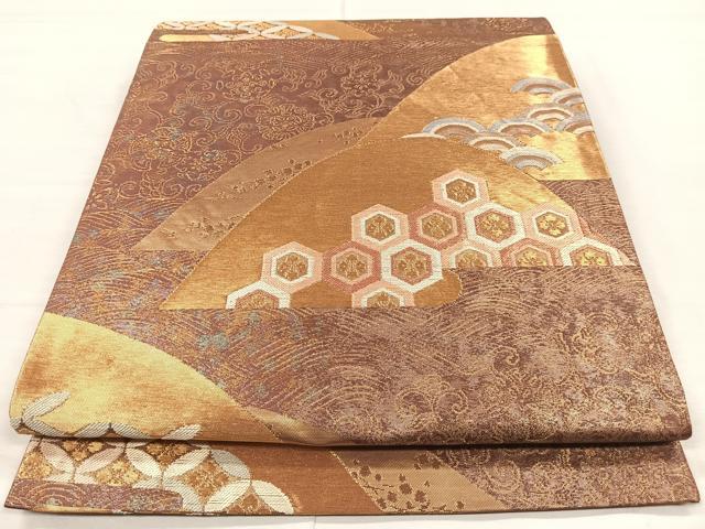 平和屋着物◎六通柄袋帯 遠山吉祥花唐草文 金糸 正絹 逸品 CAAL2421ua