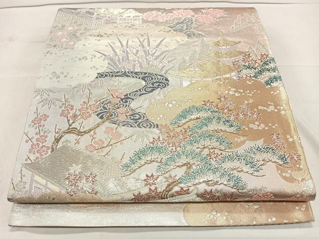平和屋着物◎六通柄袋帯 桃山絵巻 金糸 正絹 逸品 CAAL2462ua