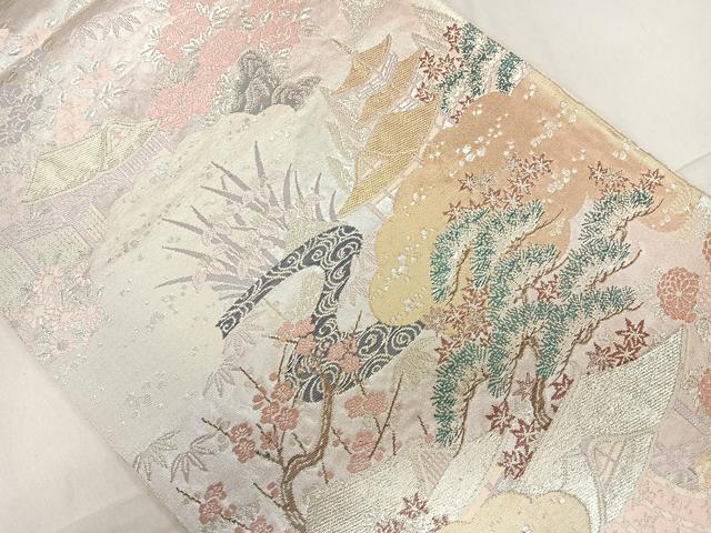 平和屋着物◎六通柄袋帯 桃山絵巻 金糸 正絹 逸品 CAAL2462ua