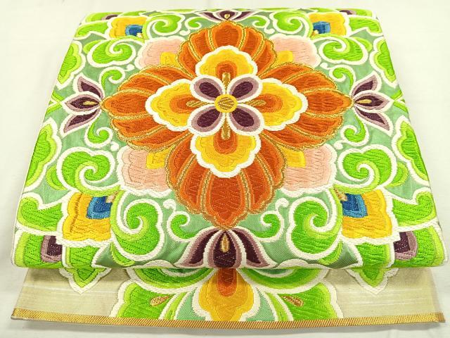 平和屋着物◎六通柄袋帯 花唐草文 金糸 正絹 逸品 CAAL2487ua