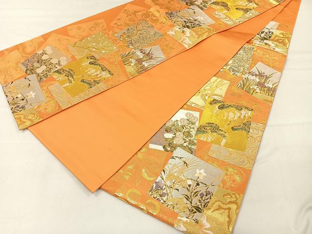 平和屋着物◎六通柄袋帯 琳派色紙重ね 金銀糸 正絹 逸品 CAAL2539ua