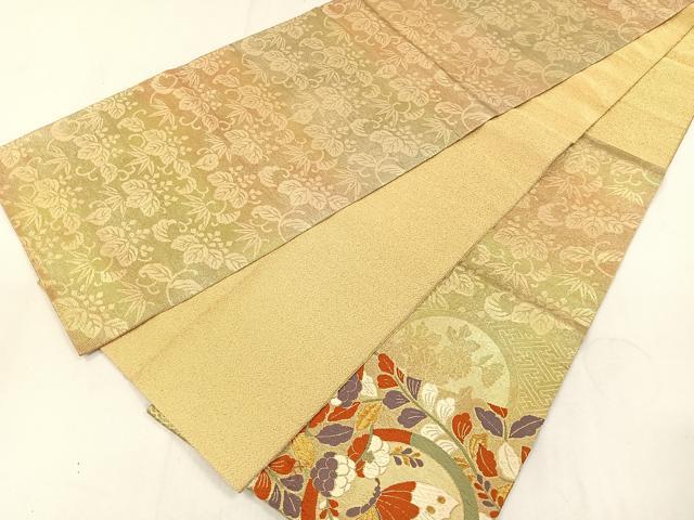 平和屋着物◎六通柄袋帯 空売り 花蝶丸文 金糸 正絹 逸品 CAAL2651ua