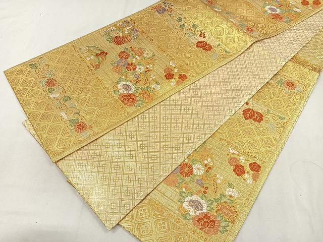 平和屋着物◎佐賀錦 六通柄袋帯 天井花丸文 金糸 正絹 逸品 CAAL2658ua