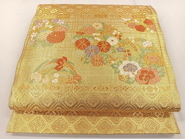 平和屋着物◎佐賀錦 六通柄袋帯 天井花丸文 金糸 正絹 逸品 CAAL2658ua