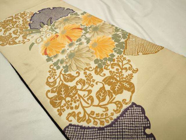 平和屋着物■六通太鼓柄京袋帯 駒刺繍 雪輪花唐草文 金糸 正絹 逸品 CAAL2996in
