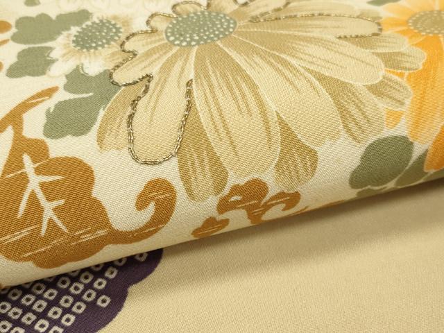 平和屋着物■六通太鼓柄京袋帯 駒刺繍 雪輪花唐草文 金糸 正絹 逸品 CAAL2996in