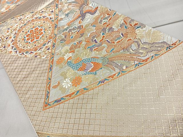 平和屋着物◎六通柄袋帯 切嵌正倉院花文 金糸 正絹 逸品 CAAL5614kb