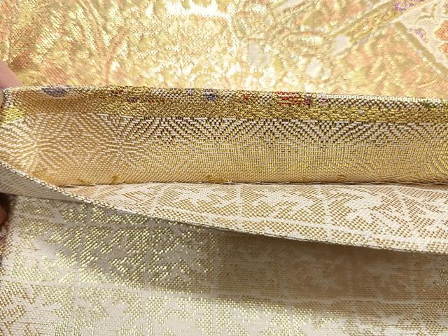 平和屋着物◎六通柄袋帯 鳳凰花車文 金糸 正絹 逸品 CAAll5633kb