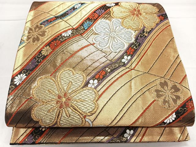 平和屋着物◎六通柄袋帯 舞花文 金糸 正絹 逸品 CAAL5636kb