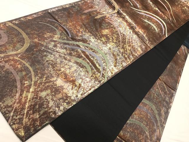 平和屋着物◎六通柄袋帯 流水霞文 引箔 正絹 逸品 CAAL5694kb