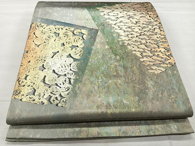 平和屋着物◎六通太鼓柄袋帯 色紙霞文 金銀彩 引箔 正絹