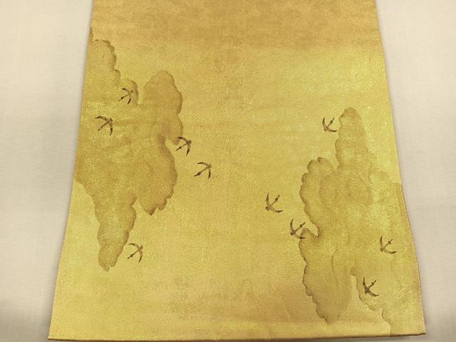 平和屋着物◎六通太鼓柄袋帯 手描き 雲取り飛鳥文 引箔 正絹 逸品 CAAL5847kb