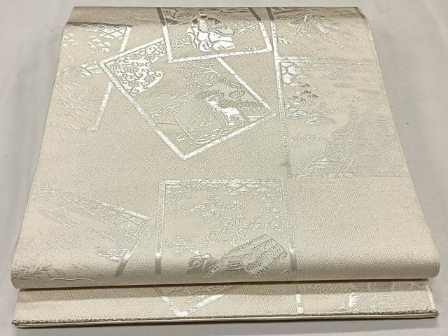 平和屋着物◎六通柄 本袋帯 色紙人物文 純銀箔 正絹 逸品 CAAL5905kb