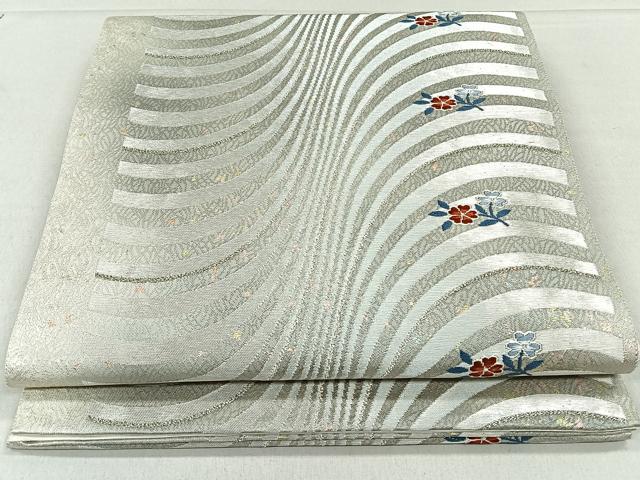 平和屋着物◎六通柄袋帯 枝花文 銀糸 鈴乃屋扱い 正絹 逸品 CAAL6408qv