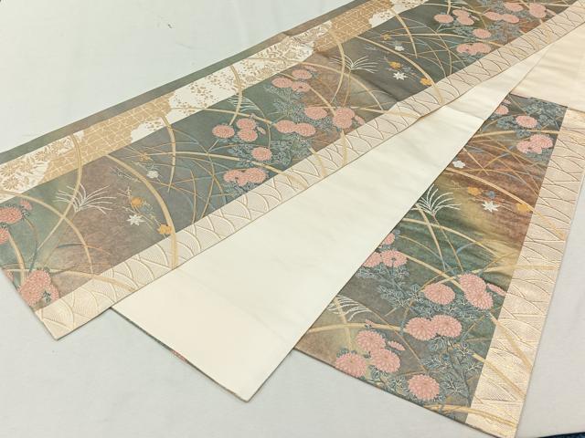 平和屋着物◎六通柄袋帯 草花文 金銀糸 正絹 逸品 CAAL6423qv