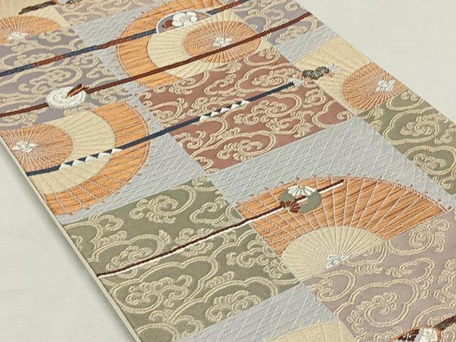 平和屋着物◎六通柄袋帯 吉祥花唐草文 金銀糸 正絹 逸品 CAAL6505qv