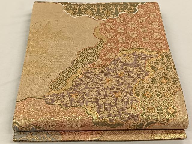 平和屋着物◎六通柄袋帯 流水花唐草文 金糸 正絹 逸品 CAAL6522qv