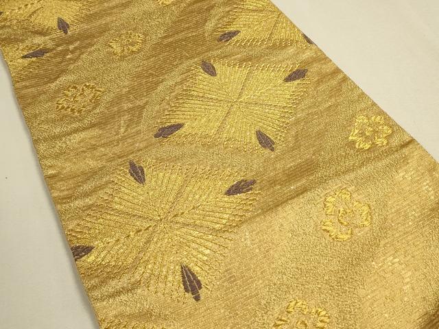 平和屋着物●六通柄袋帯 舞花松葉文 金糸 正絹 逸品 CAAL8105th