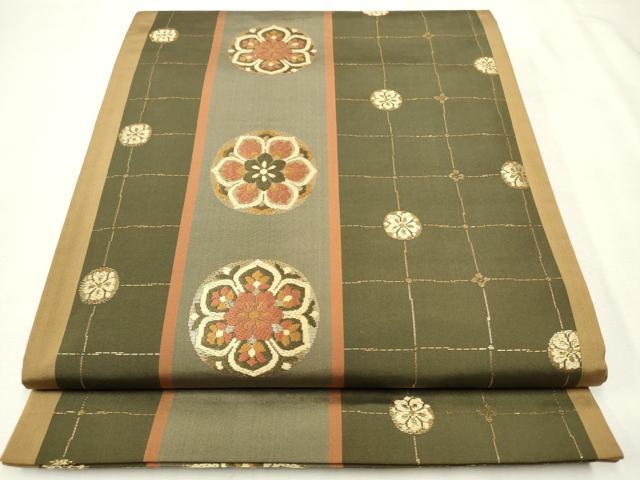 平和屋着物□六通柄袋帯 唐織 花丸文 金糸 正絹 逸品 CAAM8054in