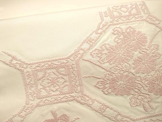平和屋着物■太鼓柄袋帯 総刺繍 吉祥花文 正絹 逸品 CAAO0946ch