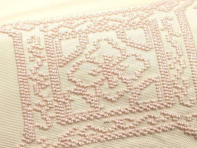 平和屋着物■太鼓柄袋帯 総刺繍 吉祥花文 正絹 逸品 CAAO0946ch
