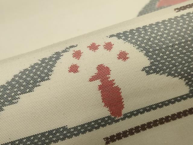 平和屋着物■六通柄袋帯 横段孔雀文 正絹 逸品 CAAO1226in