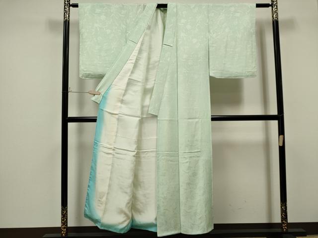 平和屋着物■上質な色無地 洋花唐草地紋 千草鼠色 正絹 逸品 CAAO1737ou