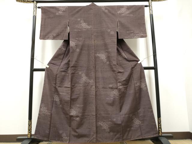 平和屋着物●結城紬 100亀甲 草花文 正絹 逸品 CAAO2376hy