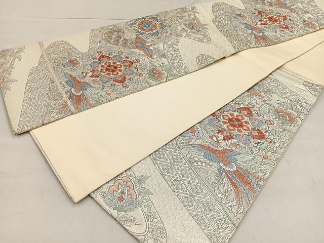 平和屋着物◎六通柄袋帯 唐織 更紗花蝶紋 正絹 逸品 CAAO4911xe