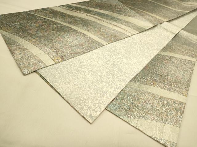 平和屋着物●六通柄袋帯 向かい鳥花丸文 金彩 正絹 逸品 CAAO7040th