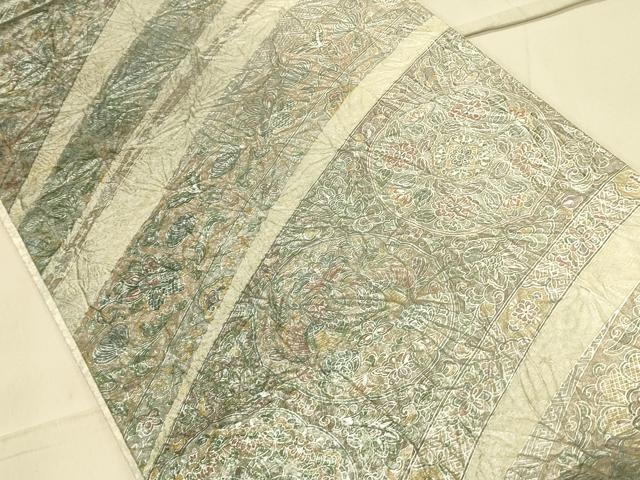平和屋着物●六通柄袋帯 向かい鳥花丸文 金彩 正絹 逸品 CAAO7040th