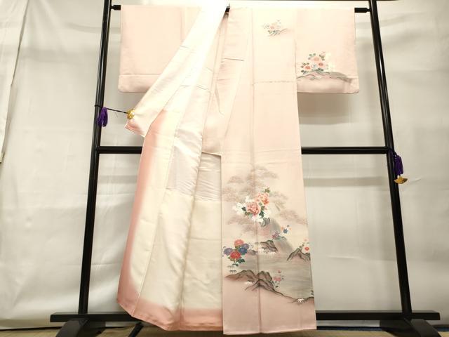 平和屋着物■訪問着 流水風景花文 暈し染め 金彩 正絹 逸品 CAAO8477id