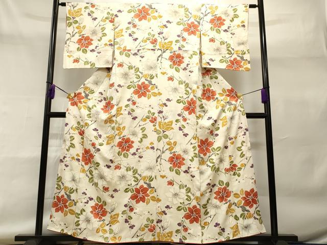 平和屋着物■上質な小紋 枝花文 金彩 正絹 逸品 CAAO8479id